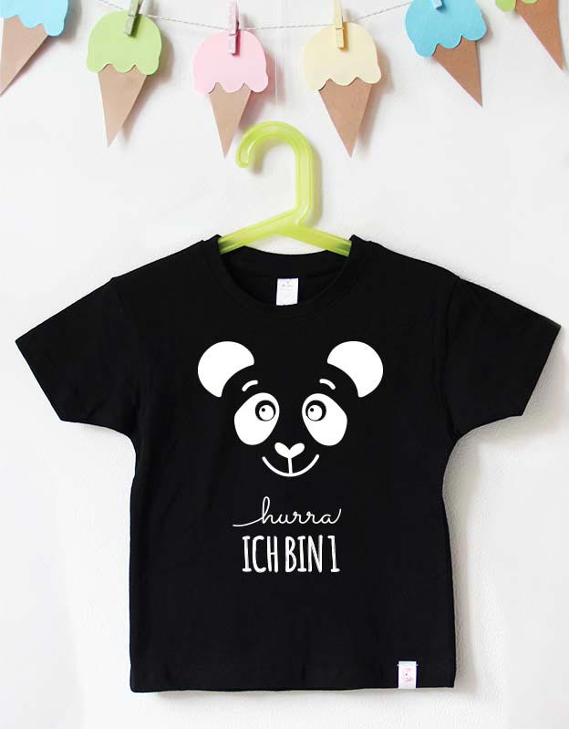 Geburtstagsshirt - Panda - schwarz weiß