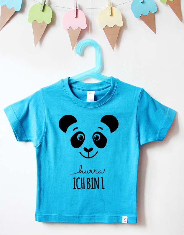 Geburtstagsshirt - Panda - türkis schwarz