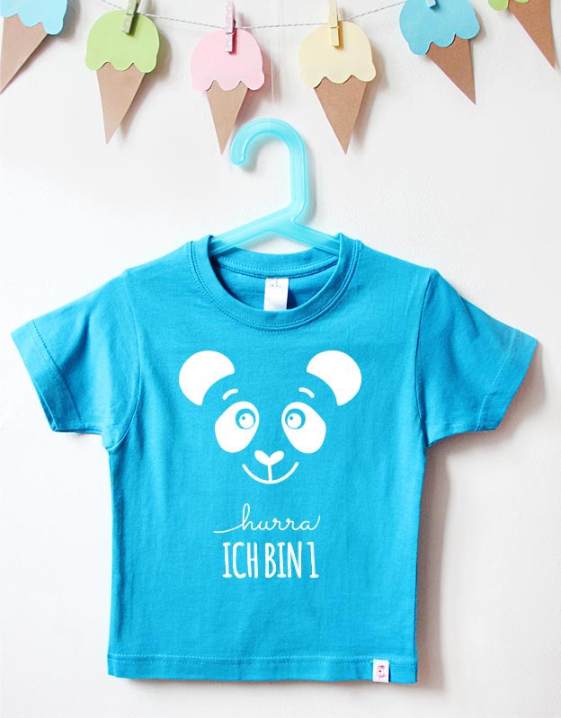 Geburtstagsshirt - Panda - türkis weiß
