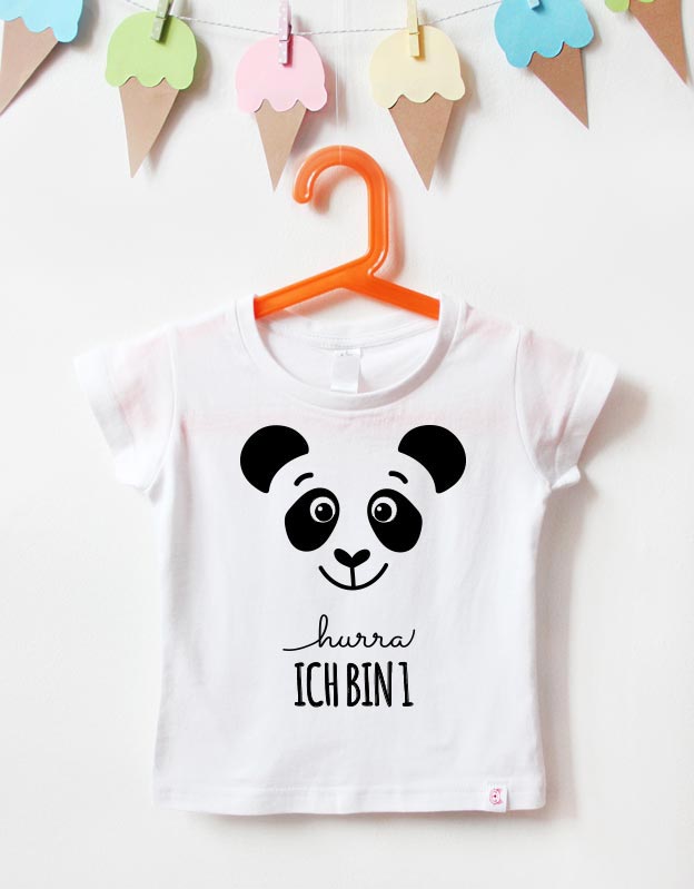 Geburtstagsshirt - Panda - weiß schwarz