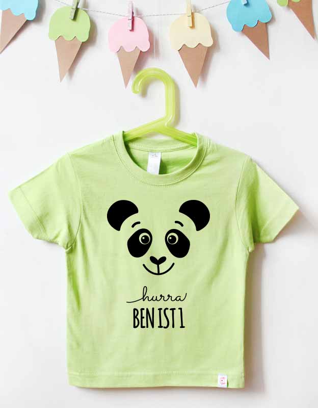 geburtstagsshirt namen  - panda - grün schwarz