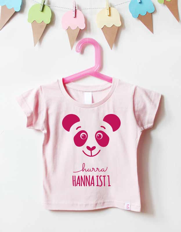 geburtstagsshirt namen  - panda - hellrosa pink