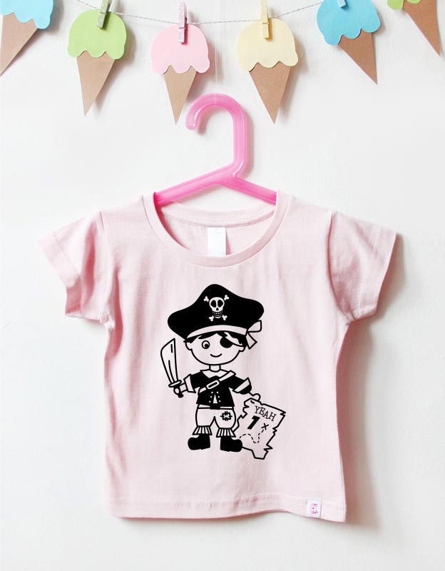 geburtstagsshirt - pirat - hellrosa schwarz