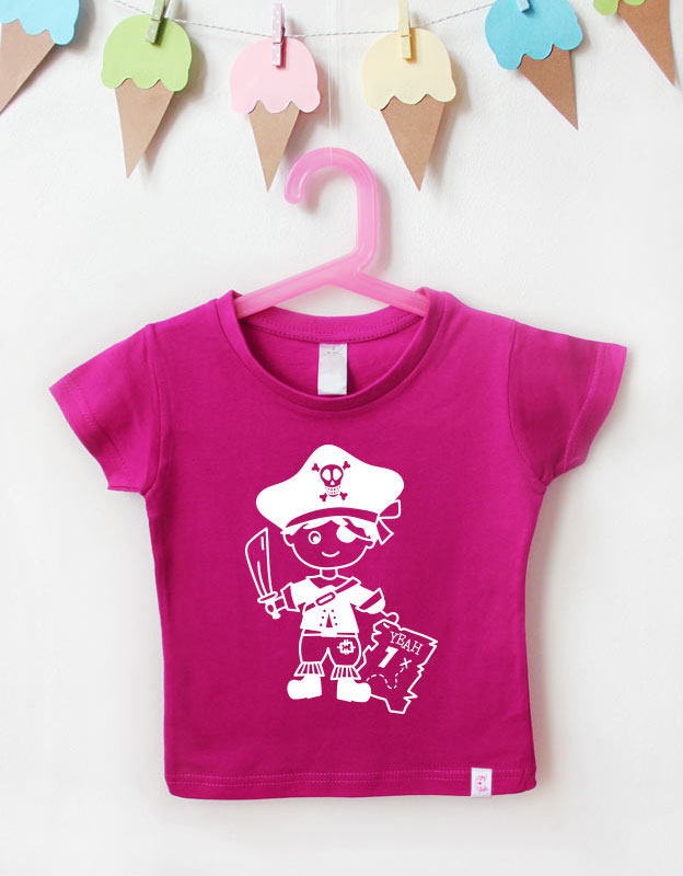geburtstagsshirt - pirat - pink weiß