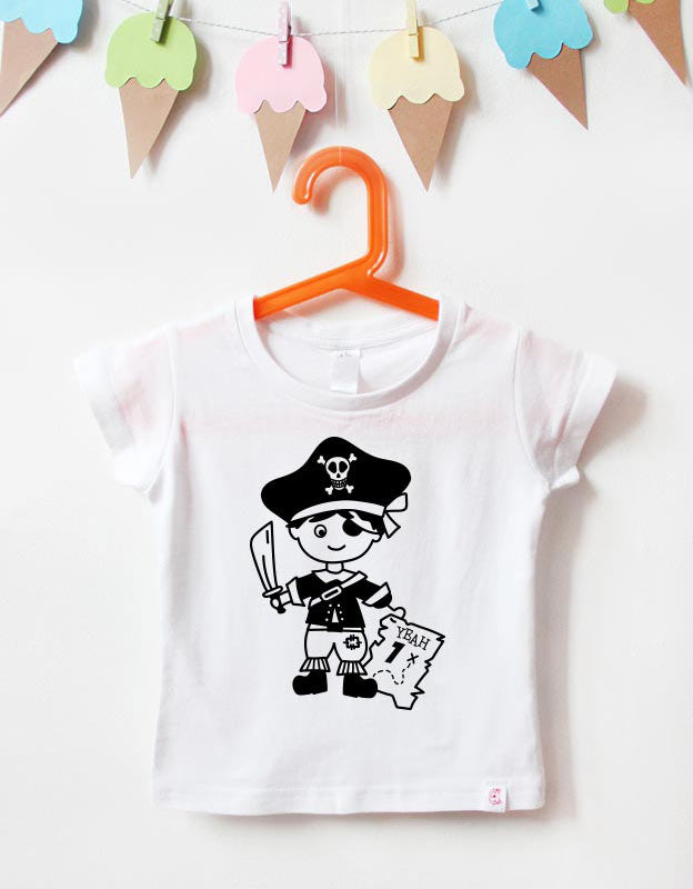geburtstagsshirt - pirat - weiß schwarz