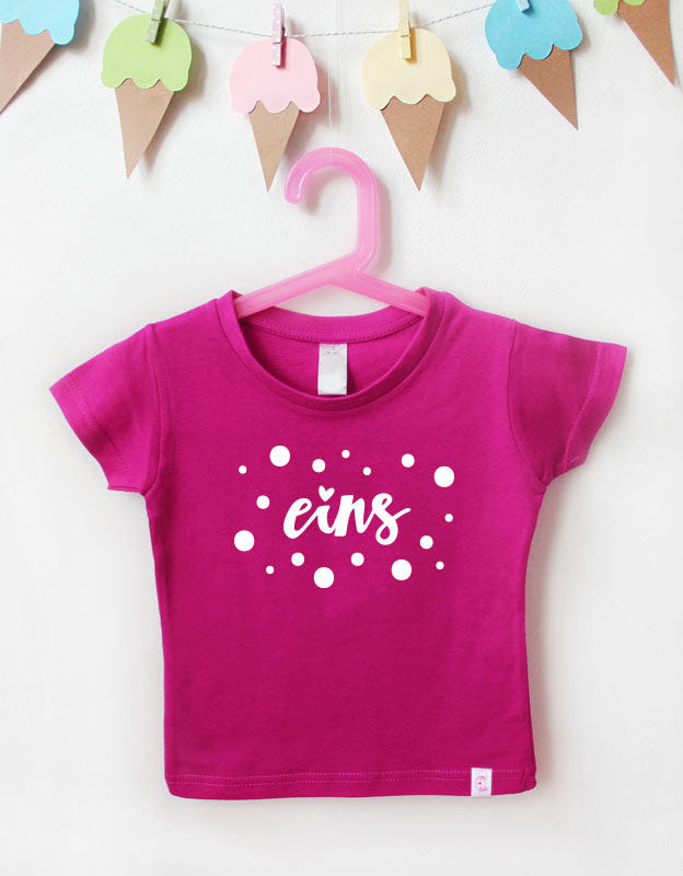 geburtstagsshirt - punkte - pink weiß 