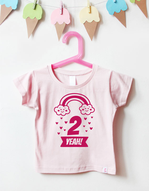 Geburtstagsshirt - regenbogen - hellrosa pink