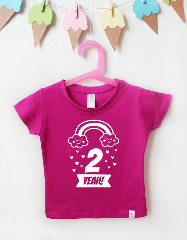 Geburtstagsshirt - regenbogen - pink weiß