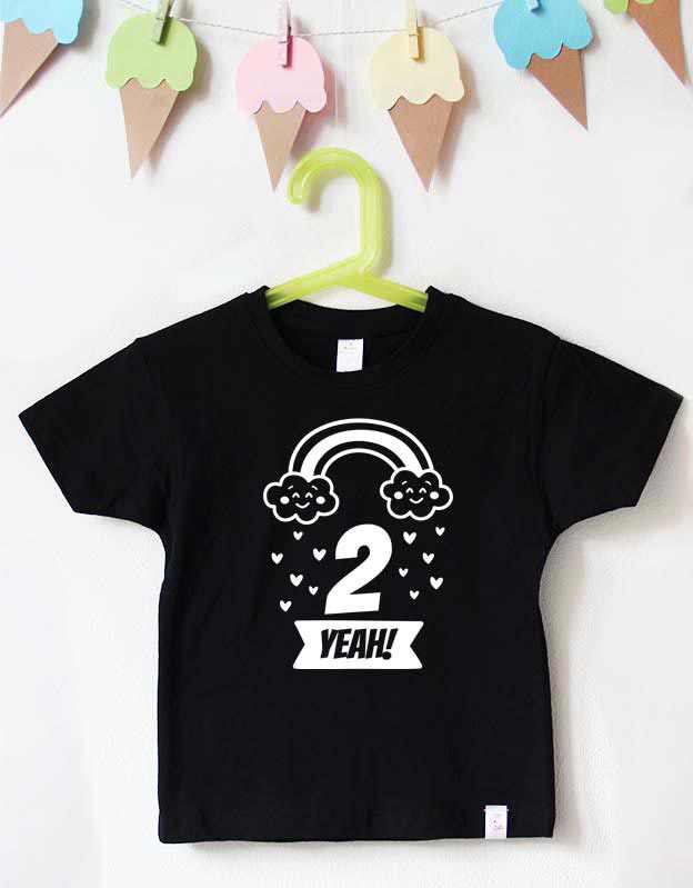 Geburtstagsshirt - regenbogen - schwarz weiß