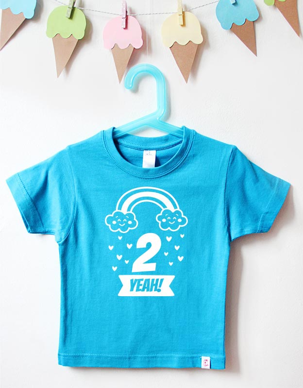 Geburtstagsshirt - regenbogen - türkis weiß