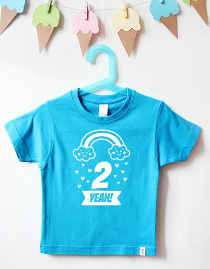 Geburtstagsshirt - regenbogen - türkis weiß