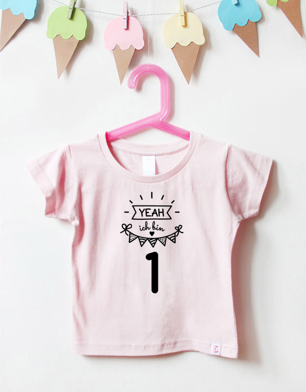 Geburtstagsshirt - Yeah - hellrosa schwarz
