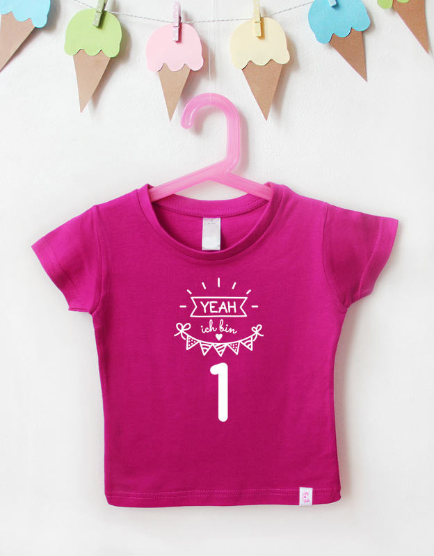 Geburtstagsshirt - Yeah - pink weiß