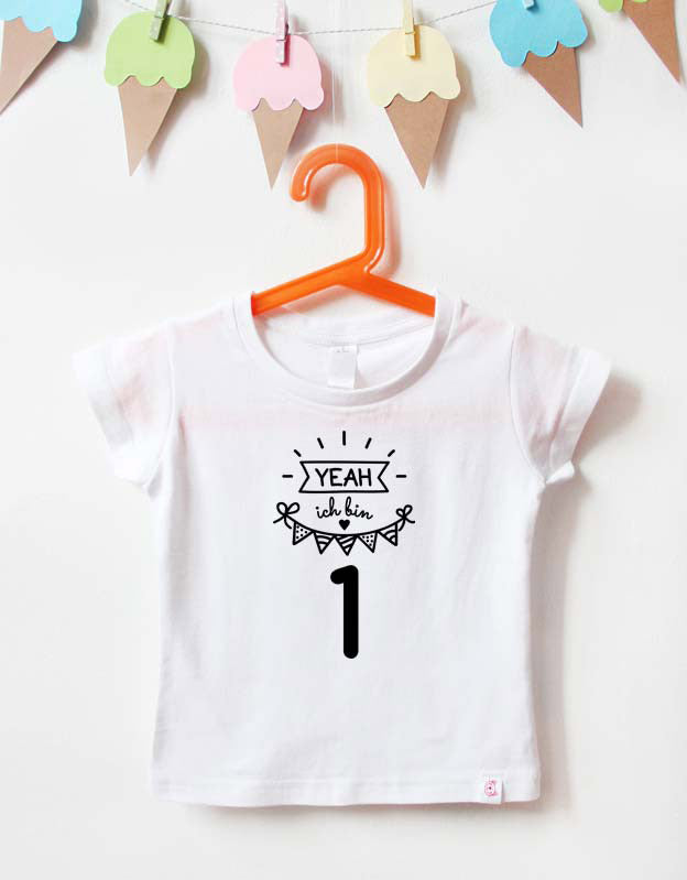 Geburtstagsshirt - Yeah - weiß schwarz