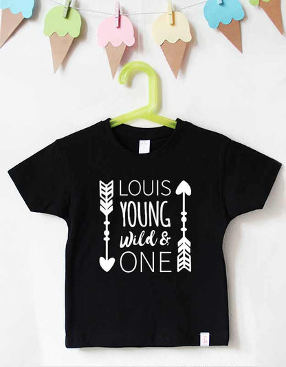 geburtstagsshirt namen - young wild - schwarz weiß