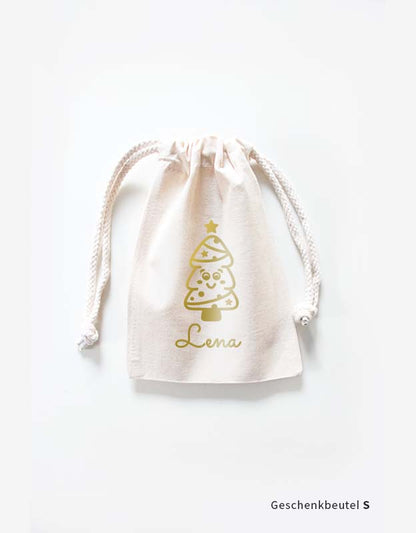 geschenkbeutel namen weihnachtsbaum - gold s