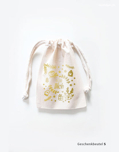 Geschenkbeuteö weihnachten - für dich - symbole  gold s