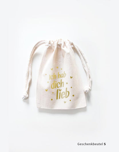geschenkbeutel - ich hab dich lieb - gold -s