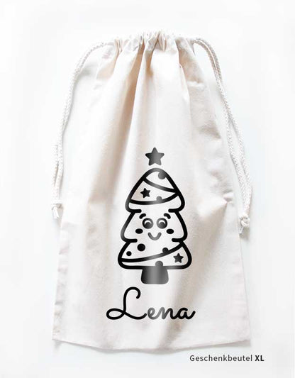 geschenkbeutel namen weihnachtsbaum - schwarz xl