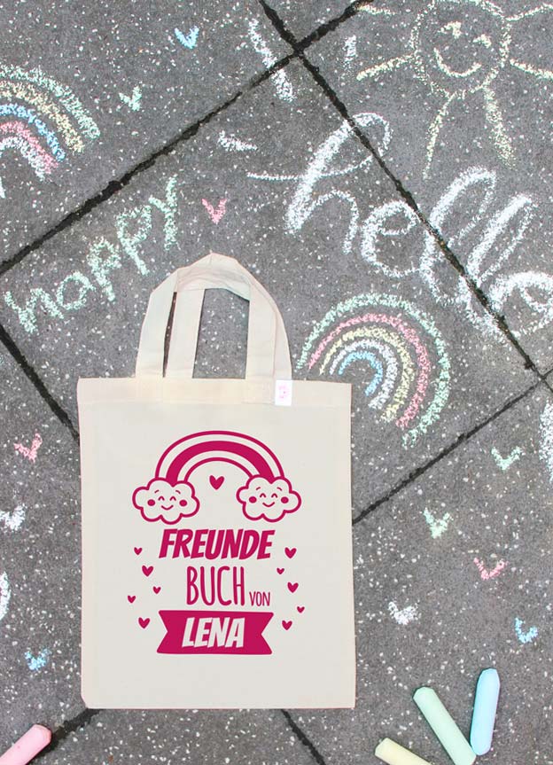freundebuch tasche - regenbogen - nähfein-freundebuchbeutel-mit-namen
