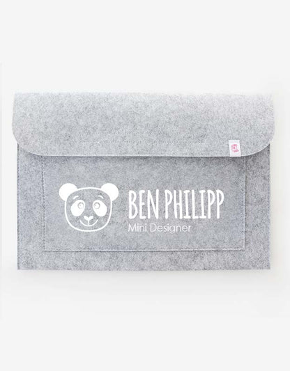 sammelmappe mit namen - panda - weiß